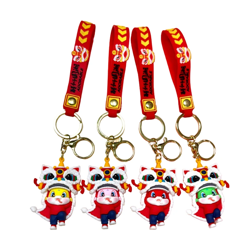 2025 Snake Year Keychain Chinese Style Lion Dance Snake Mascot Key Holder Cute Zodiac Snake Keyring Bag Pendant New Year Gifts