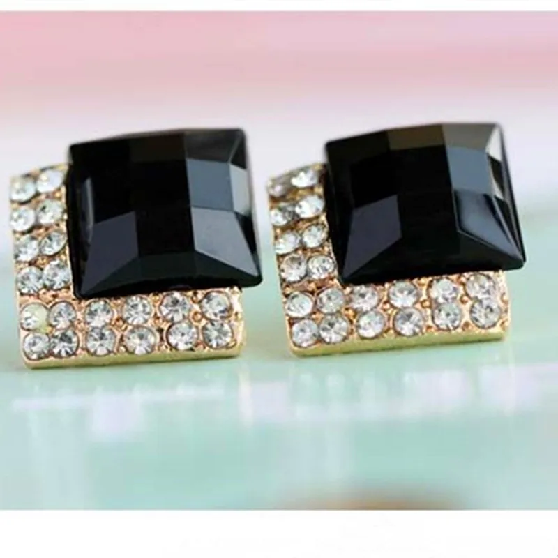 2025 Hot Sales New  Luxury Black Gem Earrings Fashion Crystal Earrings Jewellery Gift  E114