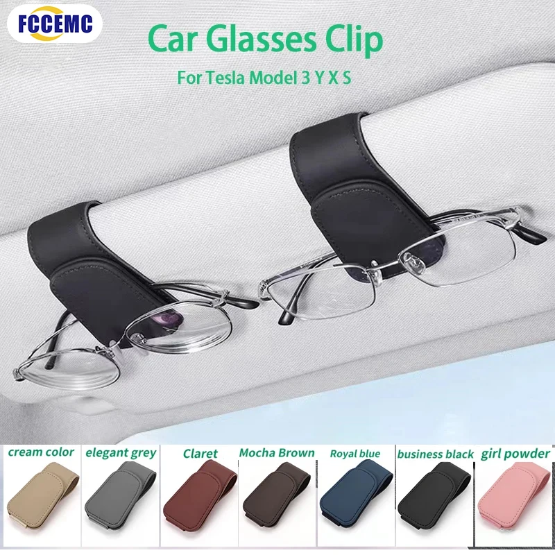 For Tesla Model 3 Y X S Car Eyeglass Holder Glasses Storage Clip Auto Interior Organize Accessories Car Sunglasses Holder