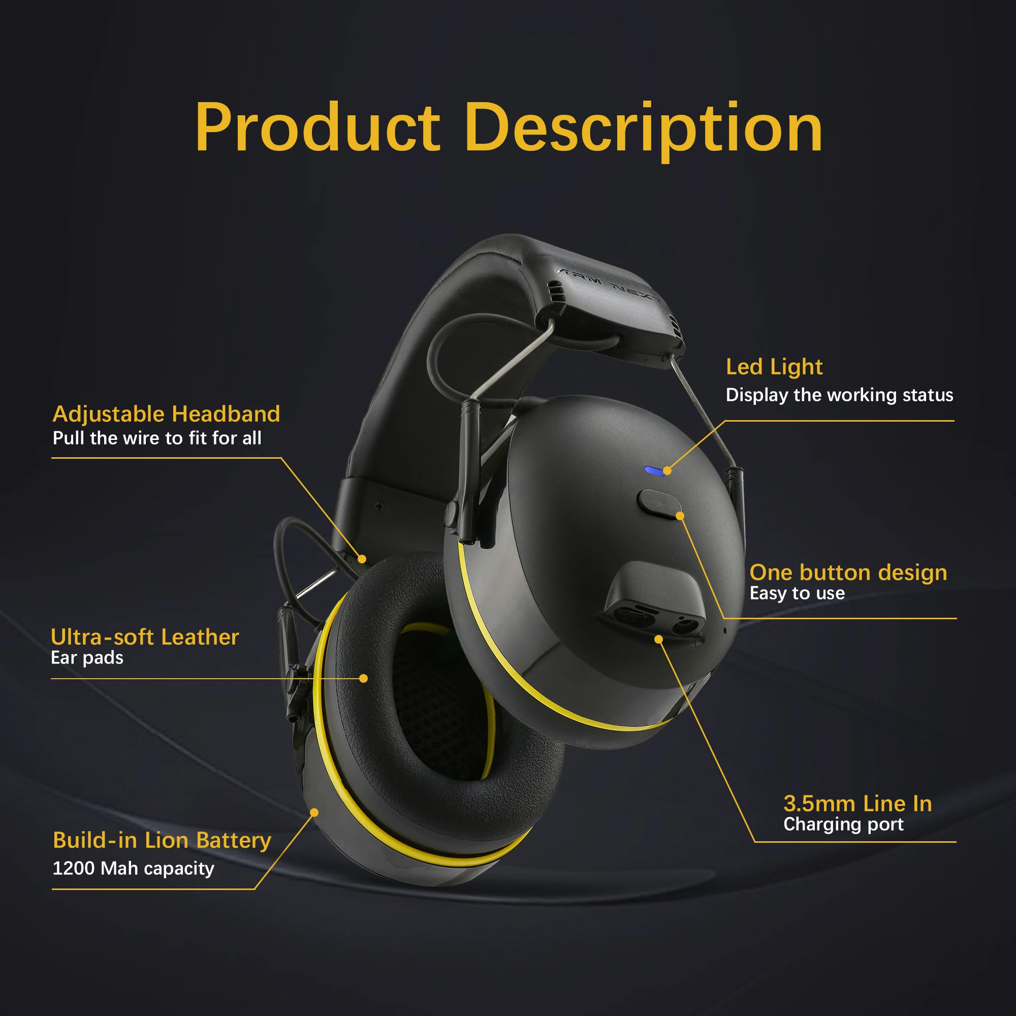 Shooting Earmuff Connect Hearing Protector with Bluetooth Technology 28dB NRR Ear protection for Mowing Construction Work Shops