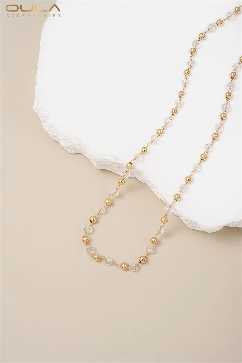

Diy Loose Chain Handcrafted Bracelet Accessory with 14K Gold Bead Cut Zircon Round Bead Intervals
