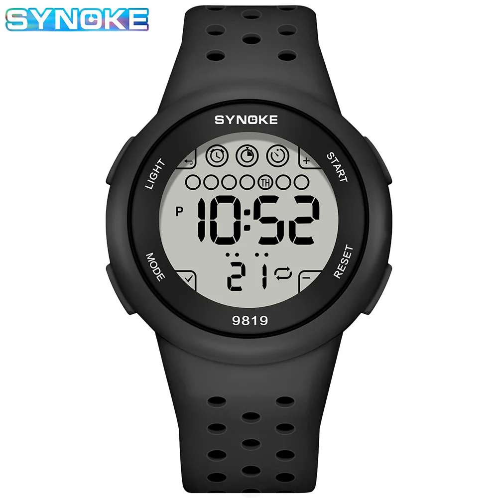 SYNOKE Men Digital Watch Sports Watches Timing Function Alarm Clock Waterproof 50M Digital Watch Military Clock Large Screen