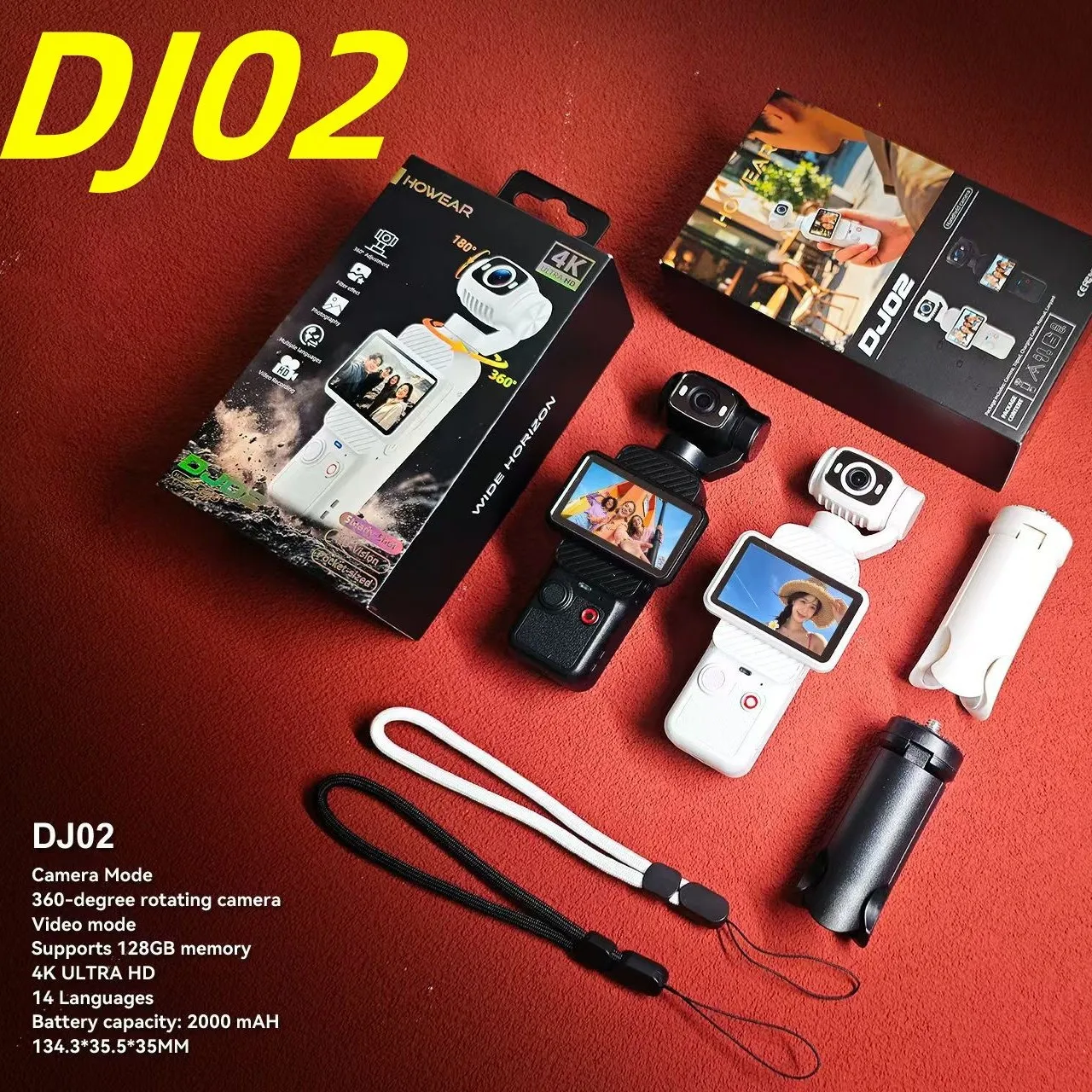 Cross-border New Product DJ02 Handheld Action Camera Rotatable Screen Handheld Camera Portable Shooting Cycling Records