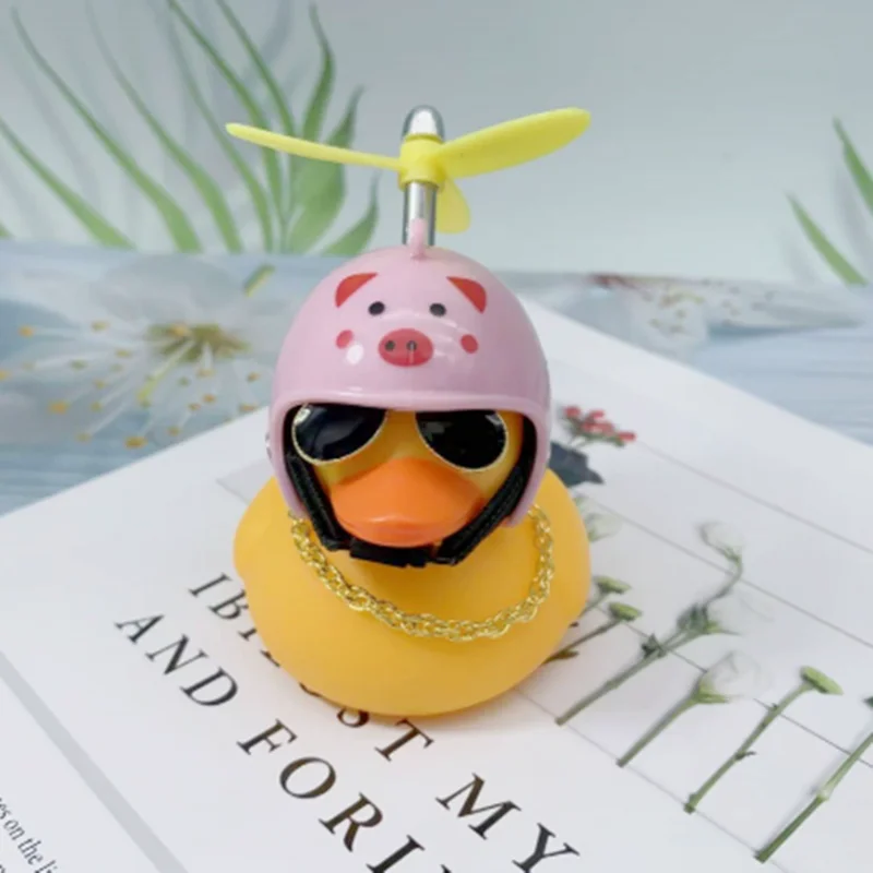 Creative car electric vehicle decoration bicycle rush little yellow duck bamboo dragonfly helmet duck