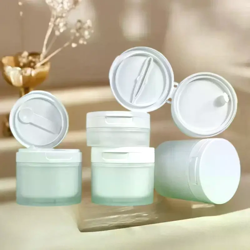 ขวดแบบพลิกฝา 50/120 กรัม พร้อมช้อนหรือแหนบ ขวดรีฟิลได้ กระปุกเปล่าสำหรับเดินทาง ครีมทาหน้า โลชั่น เครื่องสำอาง สำลี กระปุกใส่เครื่องสำอาง