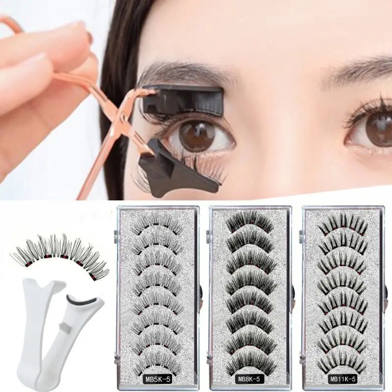 5pairs Magnets Tweezer With 3d Magnetic Natural Mink False Clip Professional Curler Makeup Extension Eyelash Eyelash Clamp