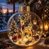 Acrylic Material Christmas Ball Ornament with Light Transparent Design Hanging Christmas Decoration 8CM Size Santa Claus Pendant 1