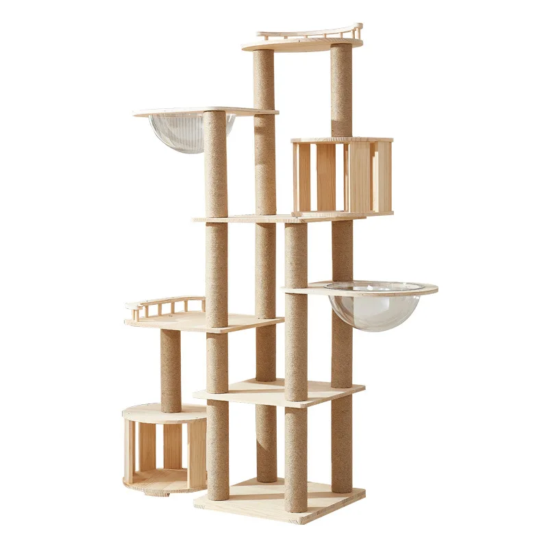 

Multi-Layer Solid Wood Cat Tree Space Capsule Sisal Cat Nest Jumping Platform