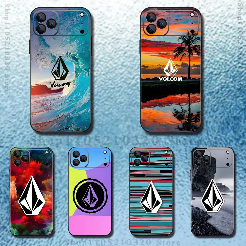 

V-VOLCOM-S Sport Style Phone Case For iPhone 17,16,15,14,13,12,11 ,Pro Max,XS,X,XR,SE,Mini,8,7,Soft Silicone Black Cover