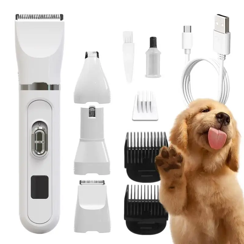 Cat Clipper 4 In 1 Dog Nail Trimmers Cordless Professional Dog Nail Grinder Dog Clipper Cat Grooming Kit Rechargeable For All