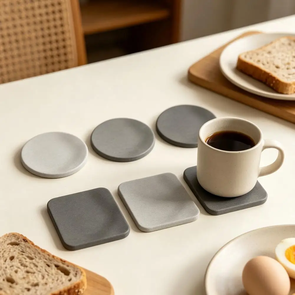 Diatomite Coaster for Table Bathroom Quick-Dry Water Absorbent Mat Heat-Resistant Non-Slip Reusable Dining Cups Coasters 97