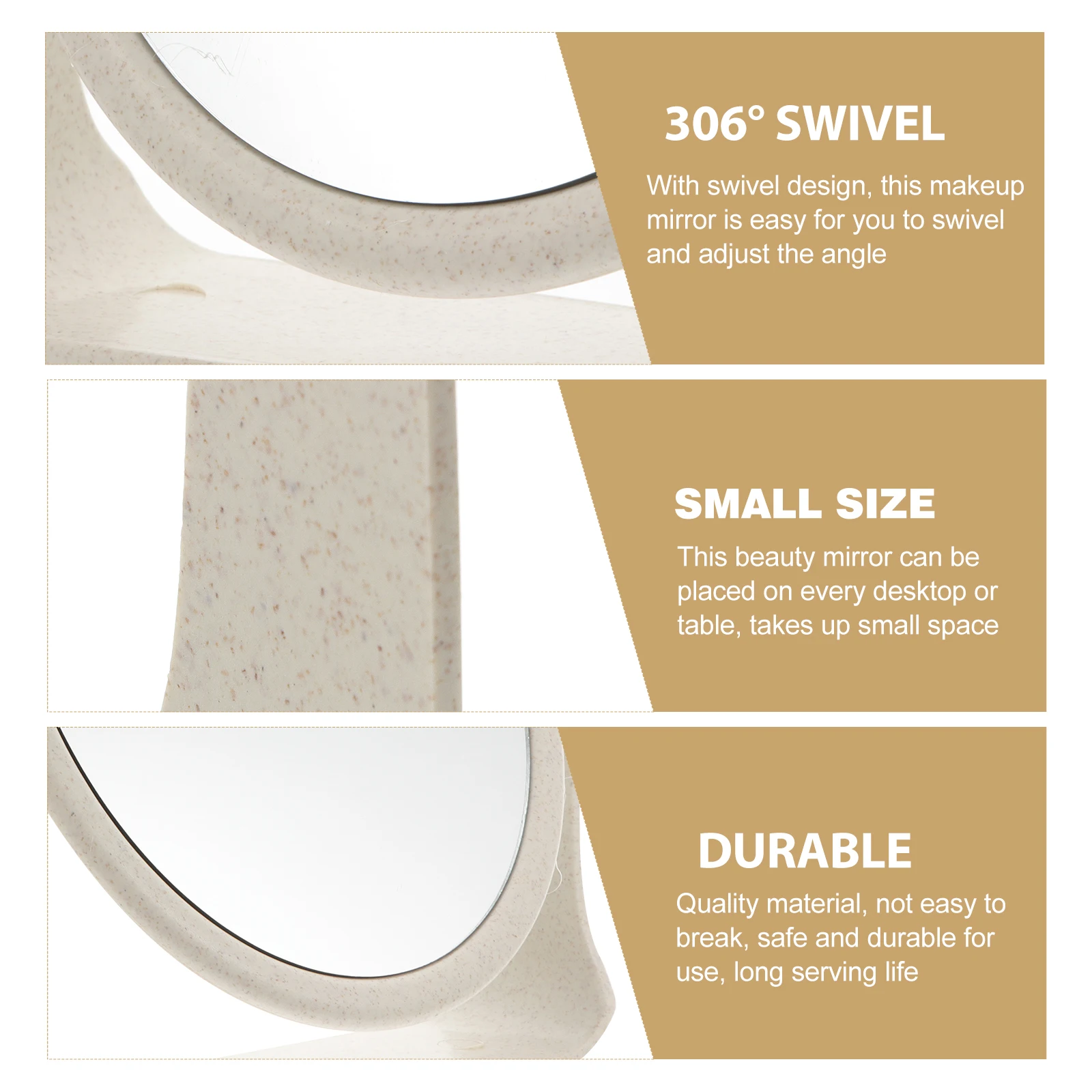 

Double-Sided Rotating Desktop Mirror Oval Swivel Makeup Vanity Mirror for Dresser Tabletop Bathroom Makeup Tool