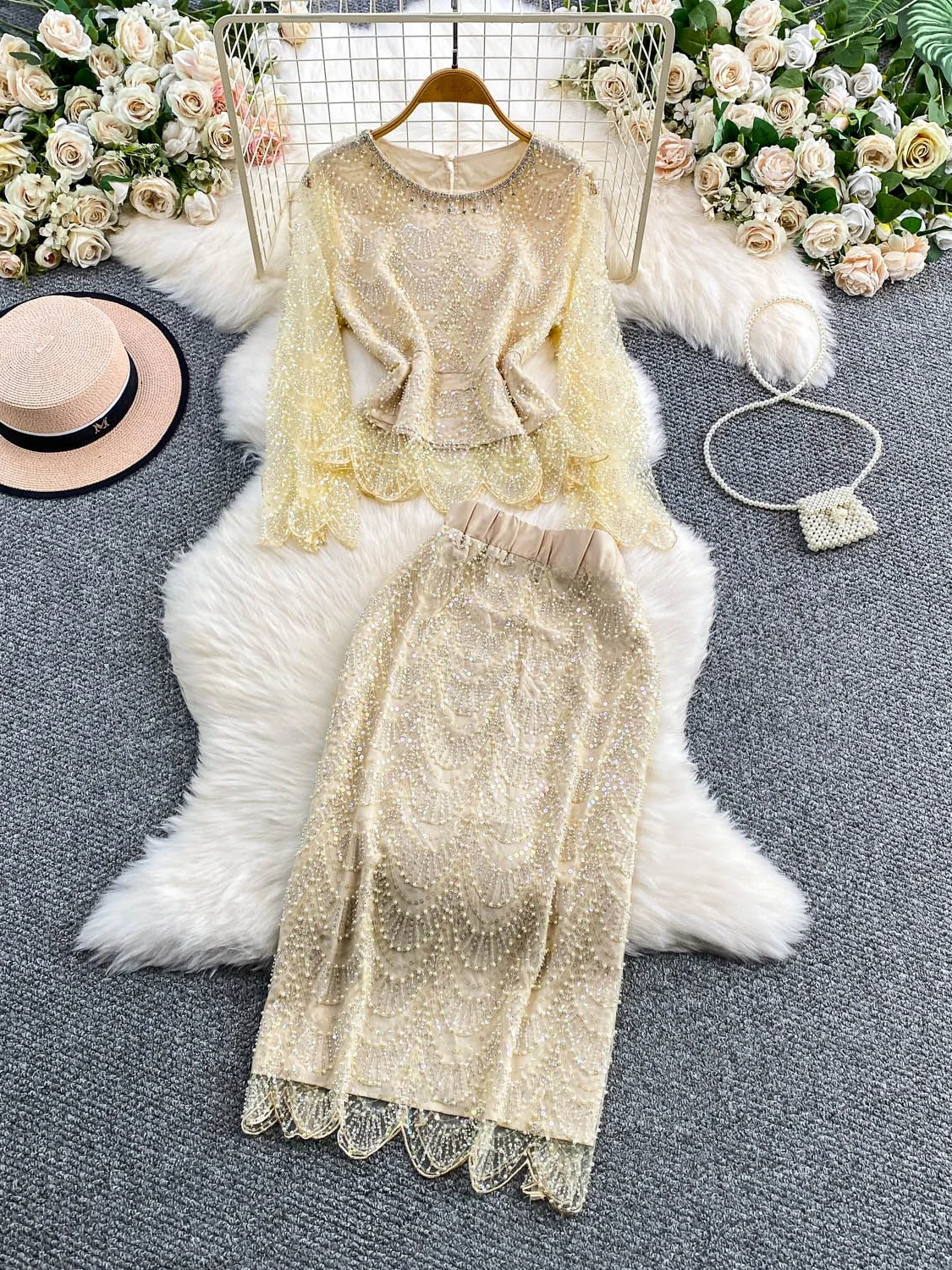 

Комплект футболок Ele round Ne с вышивкой сверл, тяжелая рабочая сетка для женщин, роскошная модная повседневная офисная одежда