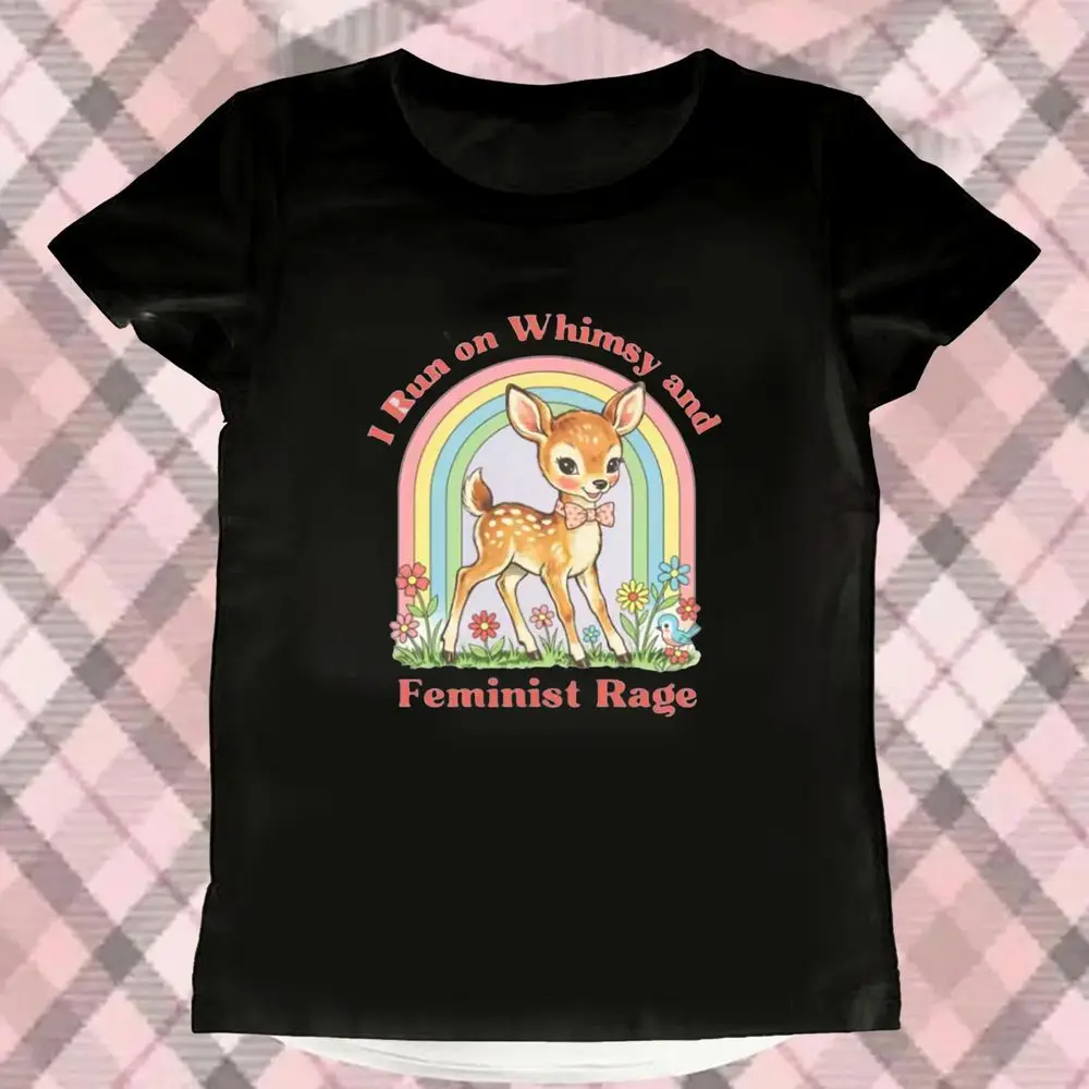 Whimsy and Feminist Rage T-shirt Trendy Women's T Rights Girl & Women Empowerment Graphic TShirts Causal Female Short Sleeve Tee