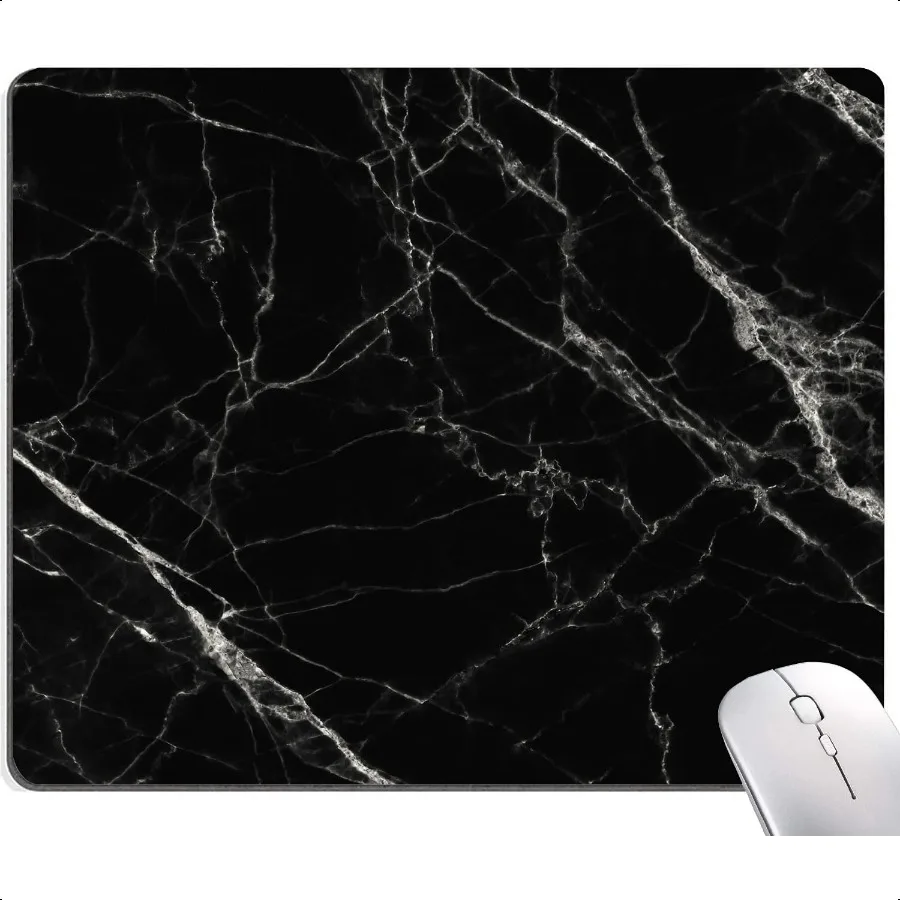 

Black Marble Mouse Pad White Texture Marble Mouse Pad Custom Design Square Waterproof Mouse Pad NonSlip Rubber Base MousePads f