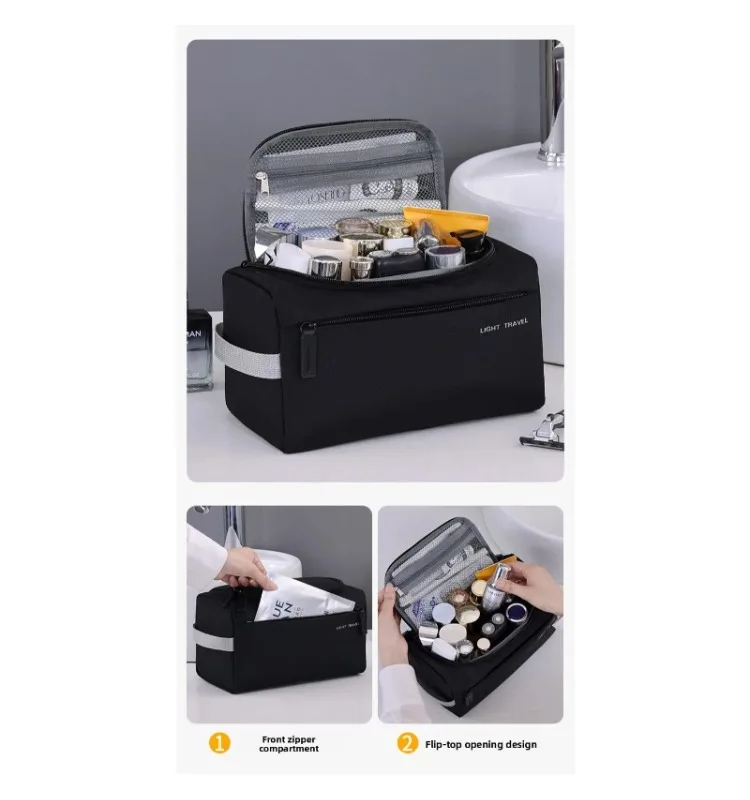 Große Kapazität Leichtgewichtige Wasserdichte Kosmetik-Organizer-Tasche mit Fächern Faltbare Make-up- und Toilettenartikel-Tasche – Detail 11