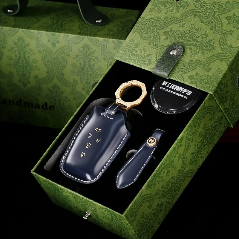 High-End Personality Genuine Leather Car Key Case Cover Protective Shell Bag keychain For Toyota Alphard Vellfire Previa
