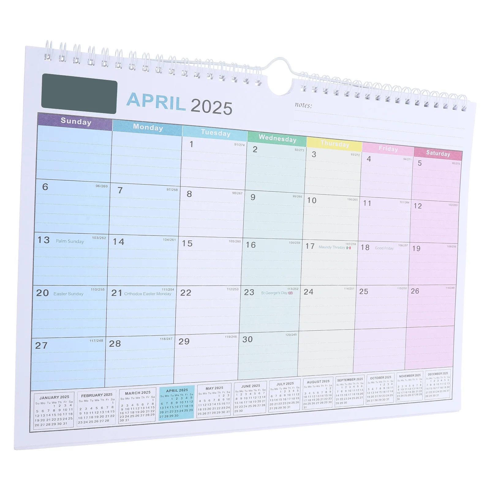 

Paper Wall Hanging Calendar Monthly Planner Spiral Binding Vertical Design Holidays Family Office Home Aesthetic Yearly Flip