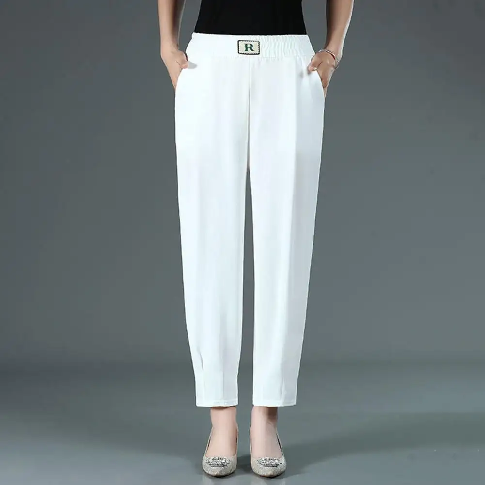 Women Suit Pants Korean Style High Waist Female Harem Pants Summer Thin Nine Point Cropped Trousers Office Lady Business Pants