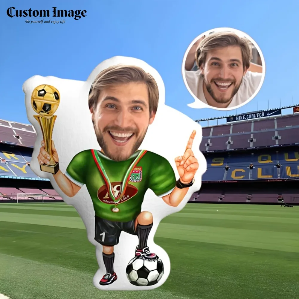 

Personalized Soccer Athlete Pillow with Custom Face Perfect Decorative Cushion for Home Sofa Bedroom
