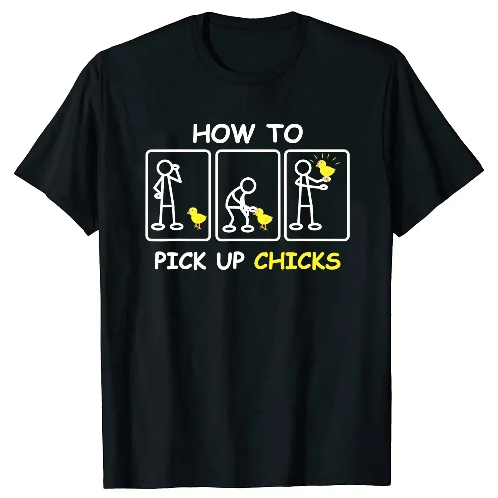 Men Printing Top T-Shirts How To Pick Up Chicks Funny Farm Sarcastic Joke Farmer T-Shirt Cotton Tops & Tees for Casual Hip Hop