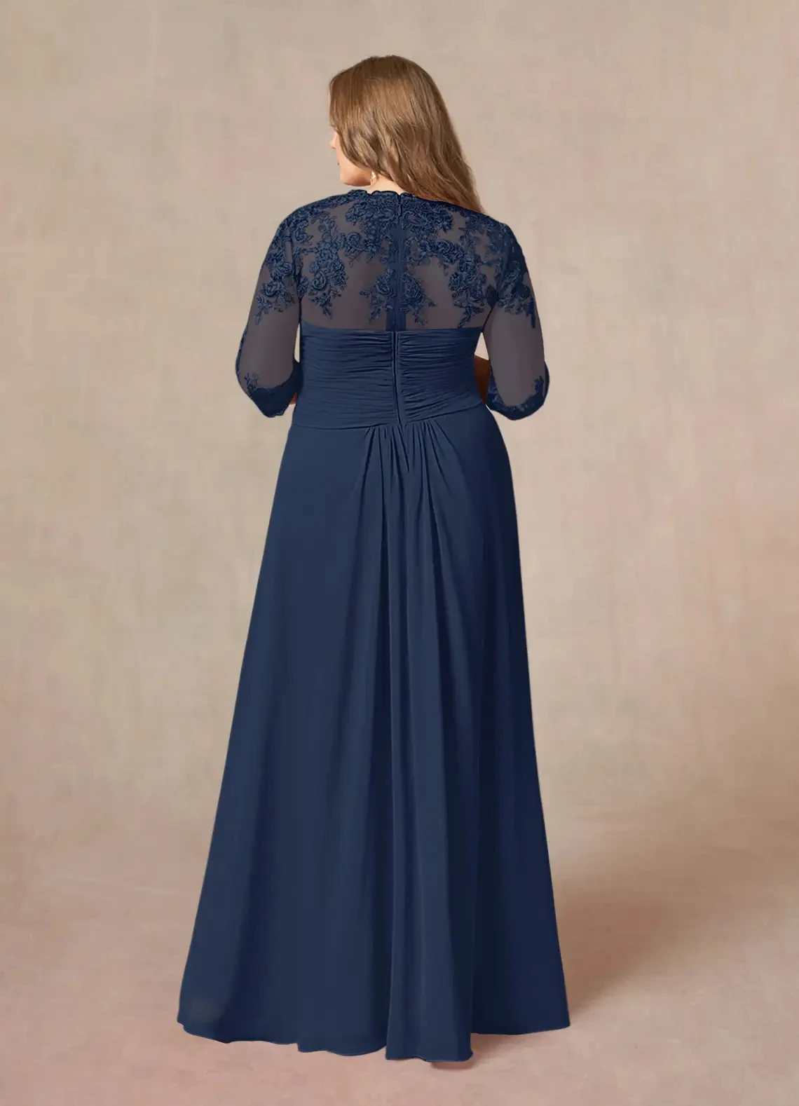 Customized Navy Blue Mother Of The Bride Dress For Wedding Long Sleeve Woman Guest Party Gown Vestidos De Ocasión Formales YMD19