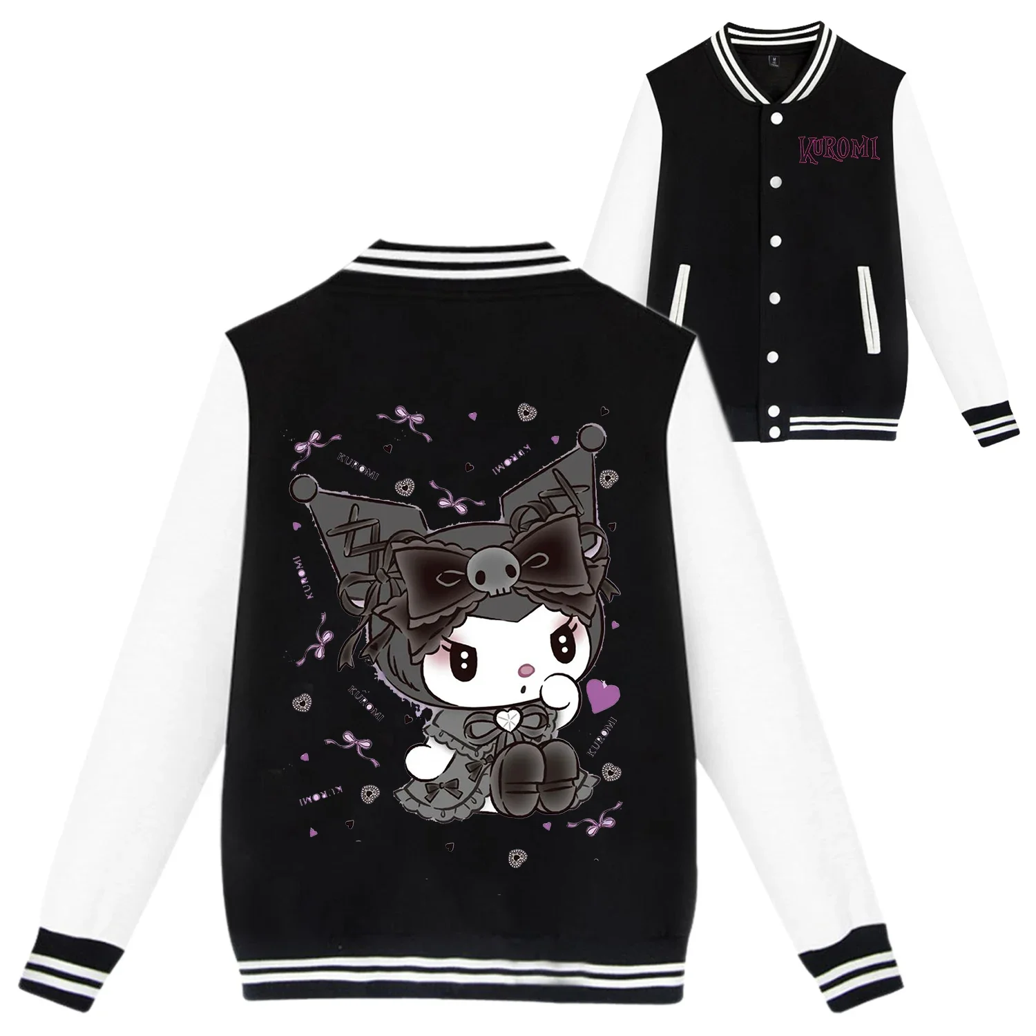 Sanrio Kuromi Baseball Uniform New Kawaii Anime Coat Cute Cartoon Top for Children Clothes Costume Fashion Girls Coats Kids Gift