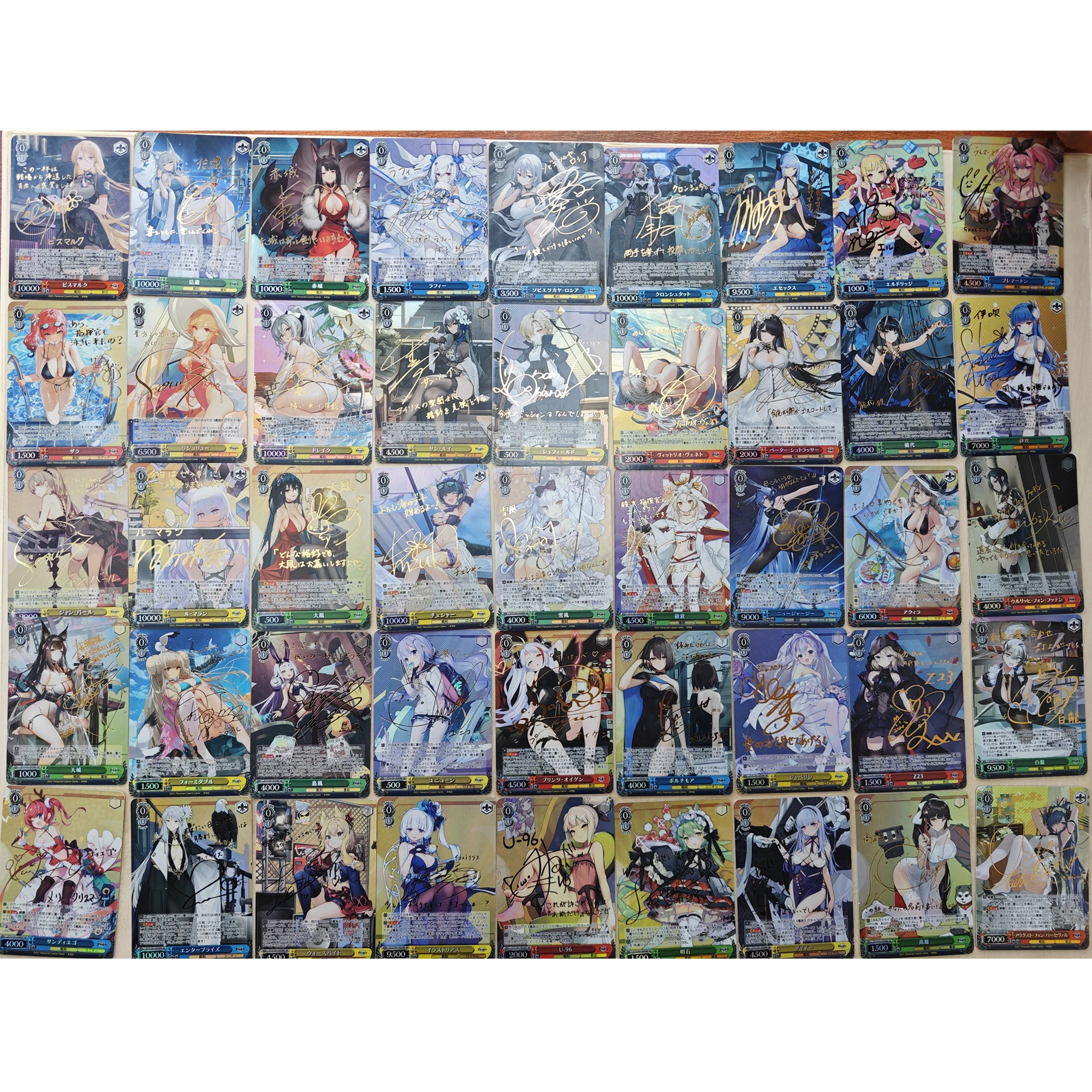 

63*88mm 55Pcs/set Azur Lane Flash Cards Refractive Signature Flash Cards Anime Girls Kawaii Gift Toys Anime Game Collection Card