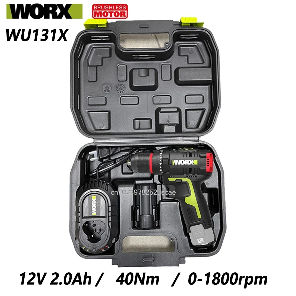 WORX Impact Drill WU131X 12V 40Nm Impact 27000bpm 1800rpm Brushless Motor Rechargerable Lithium Battery Univeral 12v Platform 1