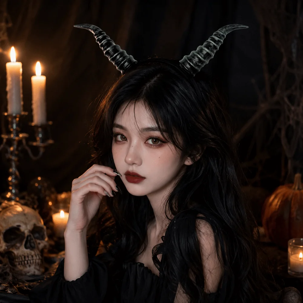 Gothic Demon Horns Headwear Dark Style Cosplay Sheep Horn Headband Headdress Decorative Halloween Devil Headband