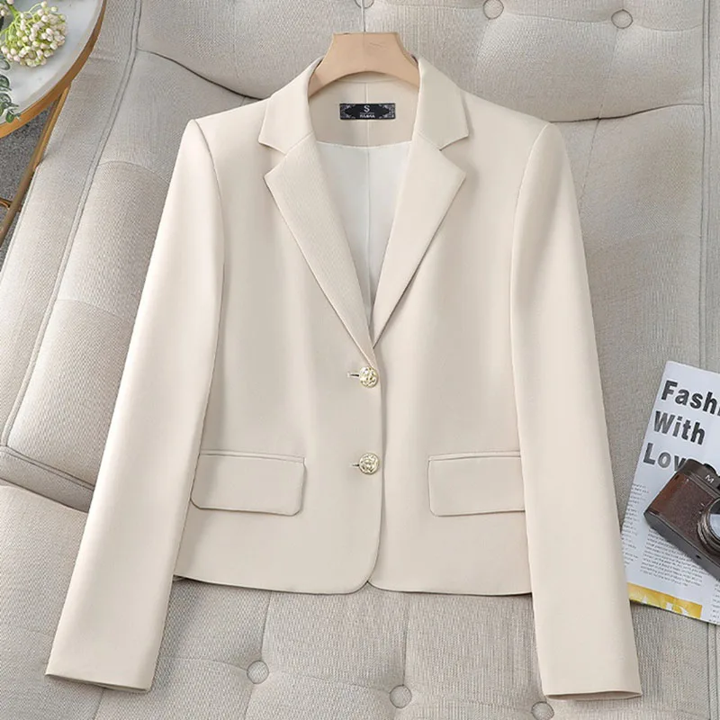 Spring Autumn Fashion Short Women Blazers Elegant Female Suits Jacket Tops Casual Solid Long Sleeve Office Lady Blazer Coat 4XL