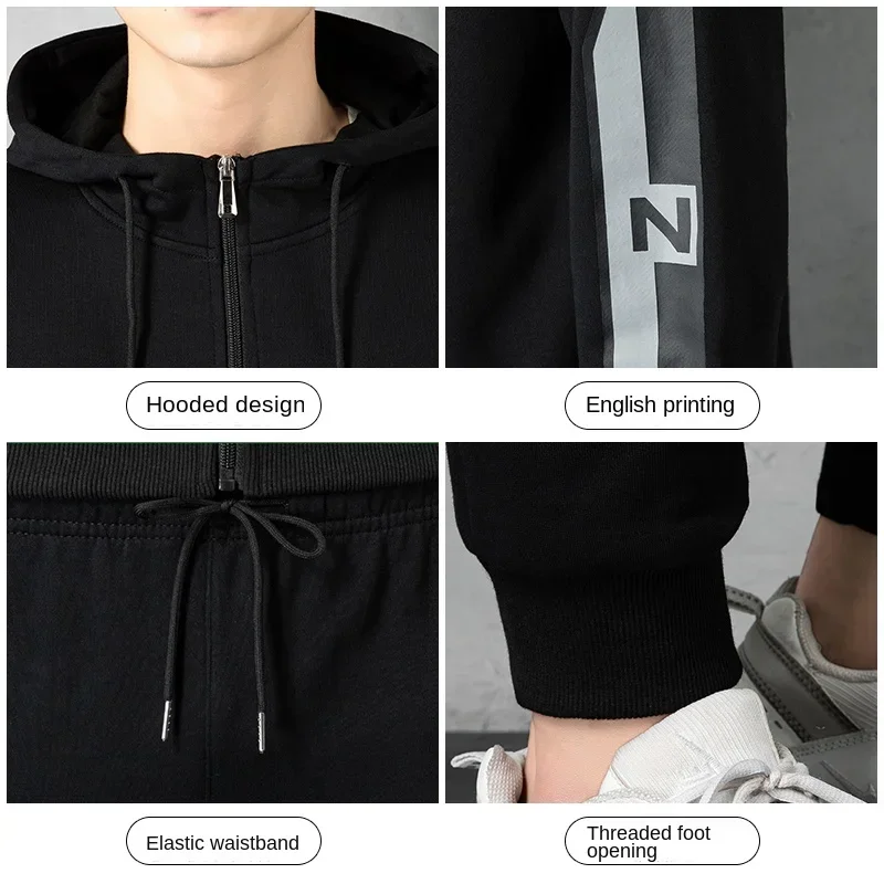 Plus Size 7XL 8XL Spring Men Hoodies Sweatshirt+Sweatpants Suit Autumn Outdoor Sports Tracksuit Sets Men\'s Hooded Outwear