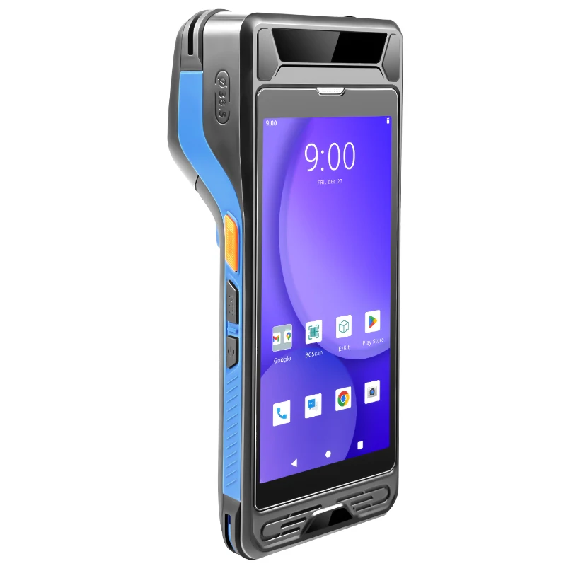 F9860 Handheld PDA Data Collection PC 5.5-inch Ocr Android 13 4GB+64GB Rugged Barcode Scanner PDA with Built-in Thermal Printer