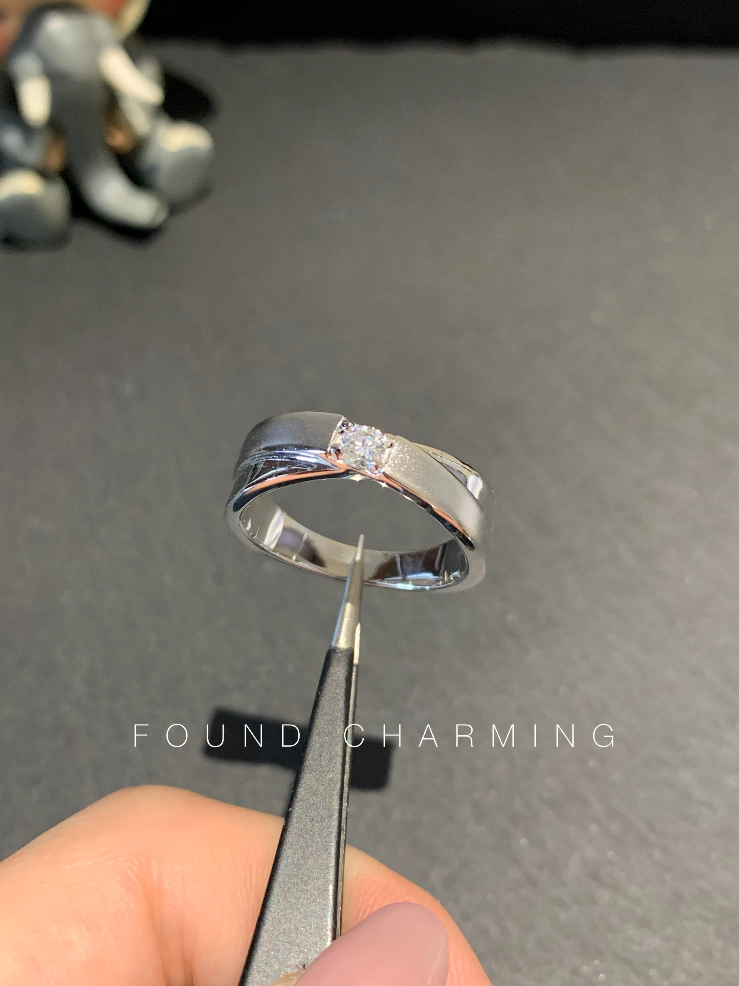 Moissanite Diamante Fosco Textura Cruz Anel De Noivado, Anéis Casal com S925 Prata, Jóias De Casamento para Homens e Mulheres