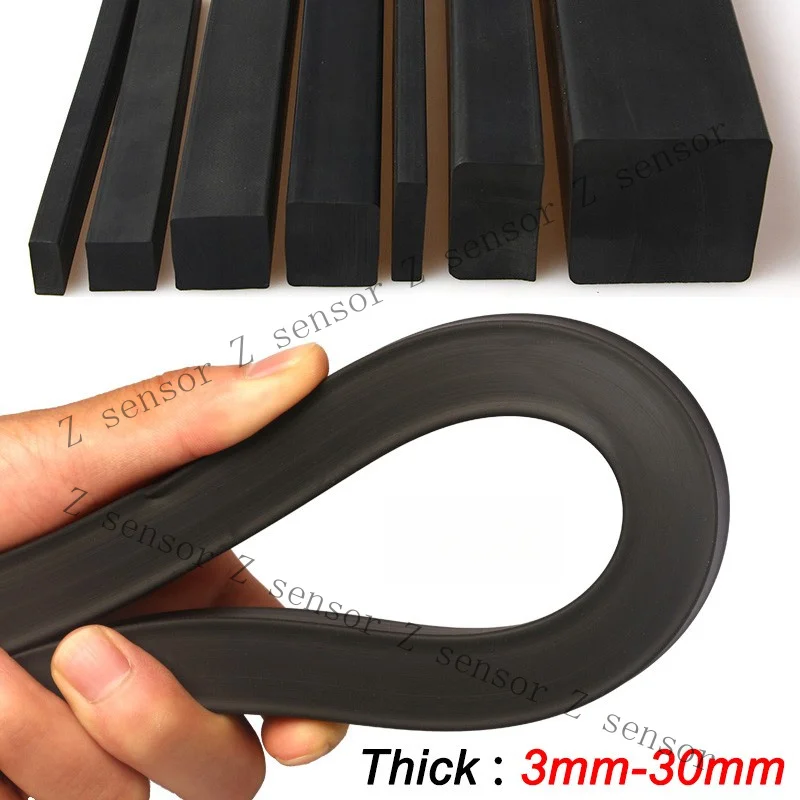 Z+ Black Solid Rubber Flat/Square Strip Sealing Strip Thick 3-30mm Width 10-100mm