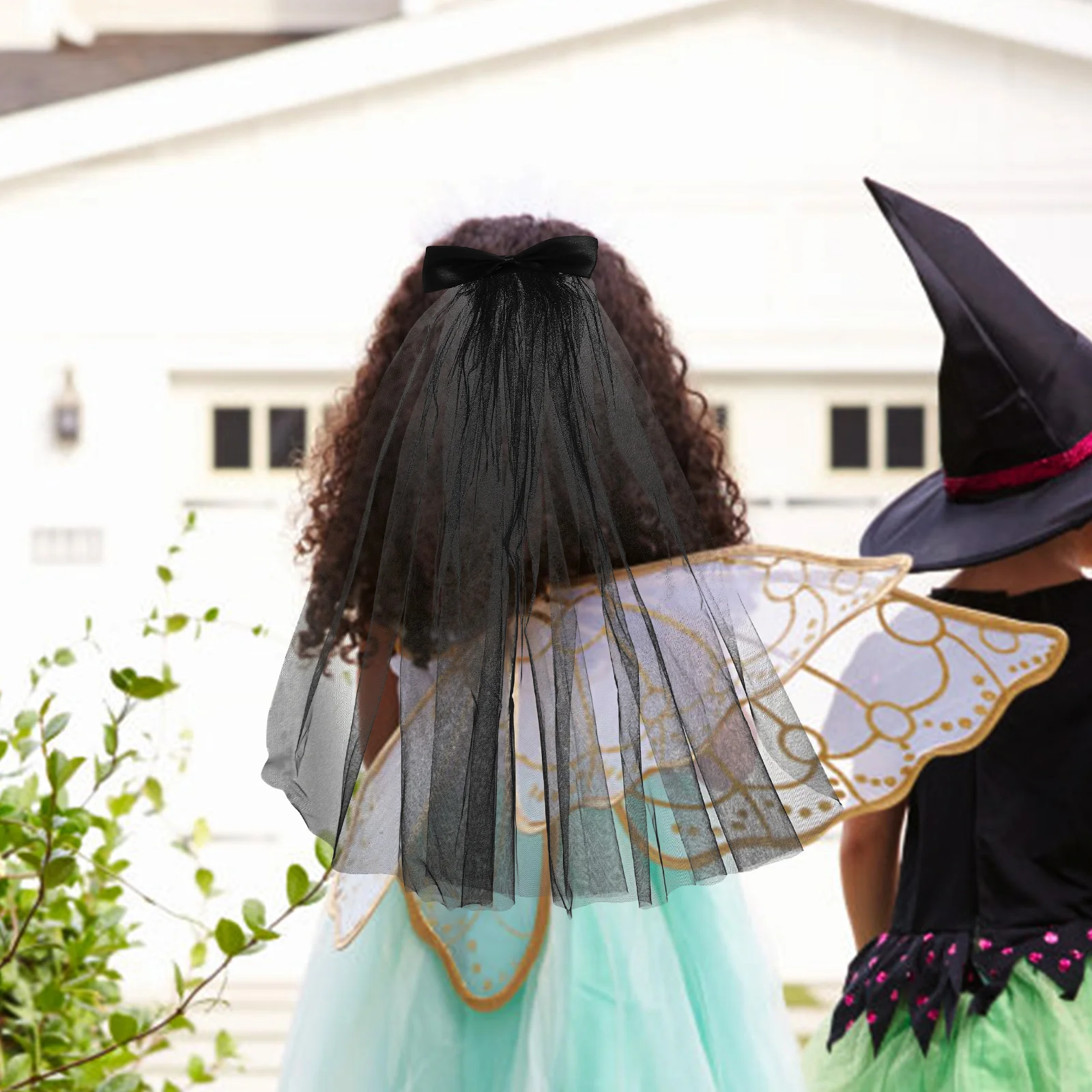 

Gothic Halloween Veil Clip Women Hair Accessory Party Cosplay Long Tulle Black Bow Gothic Style Hair Bow Veil Hairpin