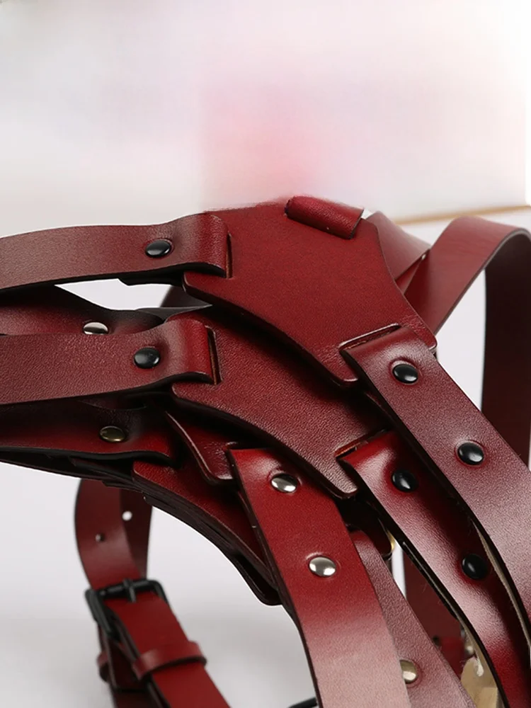 トレンディなメンズワイドレザーベルト-カジュアルスタイル-合金バックル-リベット装飾-ヘッドレイヤー牛革-純粋な革ベルト-全年齢向け