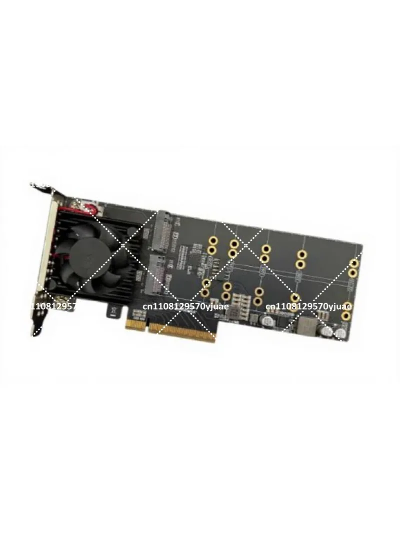 M.2 NVMe PCIe 4.0 Expansion Card - 4-Disk Split-Free, PLX8747 Chip, Full/Half Height, Silent Cooling