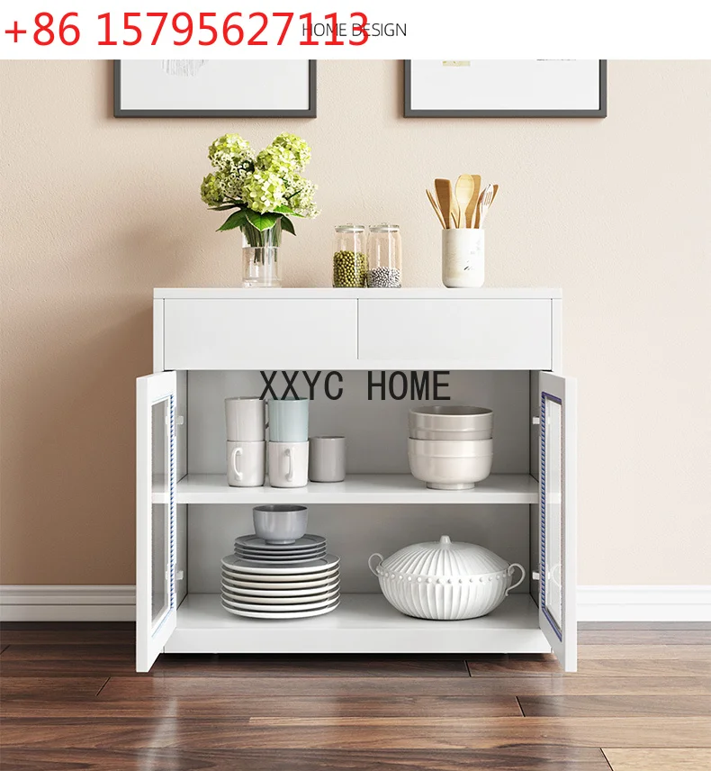 Sideboard Cabinet Kitchen Cupboard Living Room Side Cabinet Locker Glass Door Plate Storage Rack Tea Cabinet