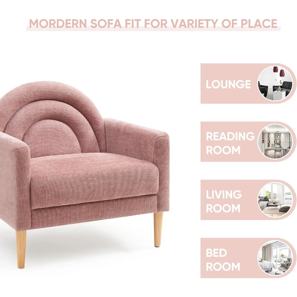 Accent Chair Reading Chair with Armrest, Small Comfy Chair for Small Spaces, Modern Linen Upholstered Armchair for Bedroom & Liv