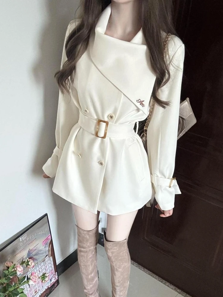 

Новое осеннее корейское элегантное модное пальто, женское дизайнерское повседневное винтажное пальто Y2k, топ в стиле Харадзюку, ретро, французский шик, офисные женские наряды