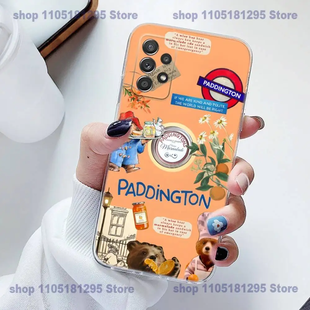 Coque de téléphone en Silicone, dessin animé p-paddington b-bears, pour Samsung S23,21,22,20 FE lite,S10,9,PIus,A70, souple et transparente