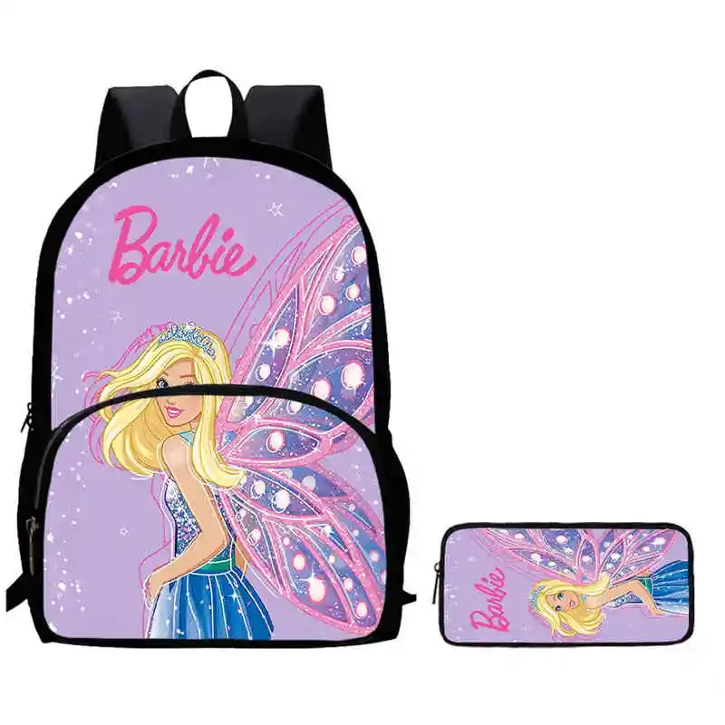 Barbie Girl School Backpack with Front Pocket,Cartoon School Backpack for Girls Boys,Light Weight Anime Kids Bags