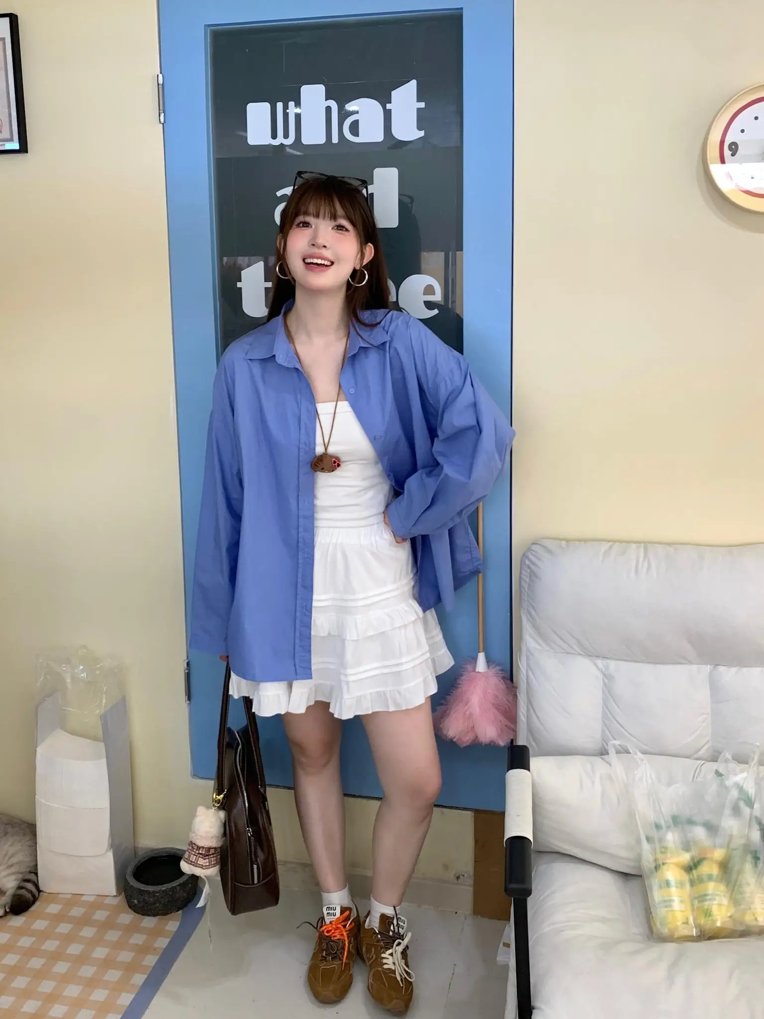 

Юбка-миди женская корейская из полиэстера с высокой талией, А-силуэт, утягивающая, с оборками, в стиле балерины, модель Xiao en Meimei