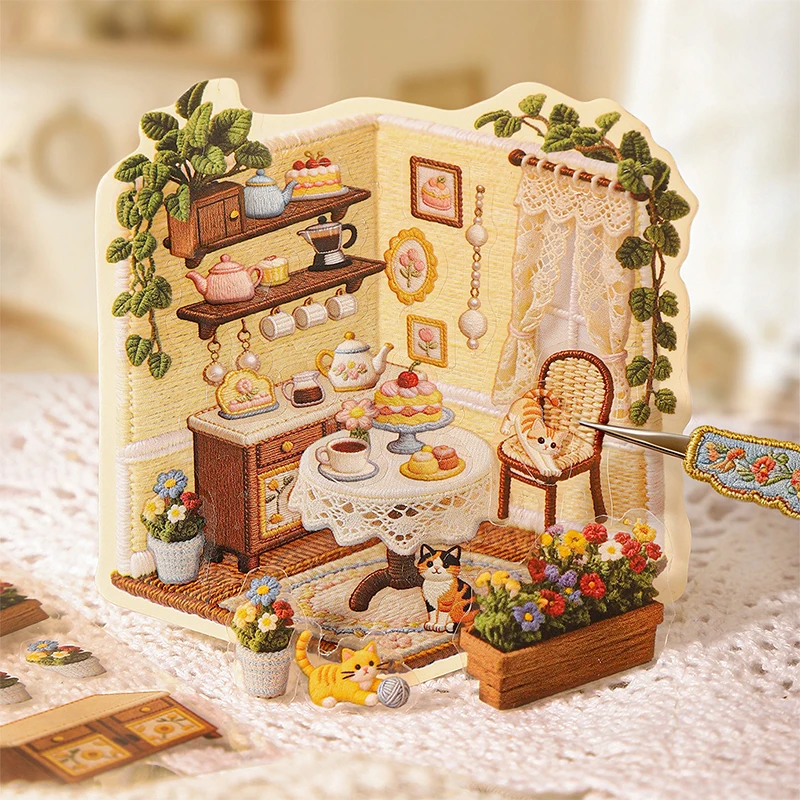 

Наклейки Journal GO Creative 3D Scenes Cartoon Landscape Stickers Spring DIY для подарков, открыток, коллажей, джанк-журналов, скрапбукинга и декора