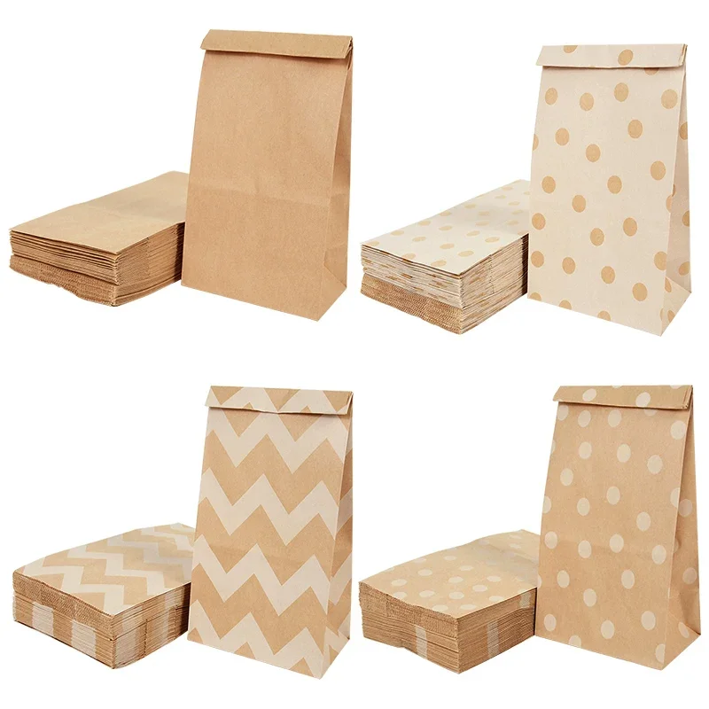 10/20/30Pcs Kraft Paper Gift Bags Candy Cookie Packaging Bags Wedding Birthday Party Decoration Supplies Baby Shower Christmas