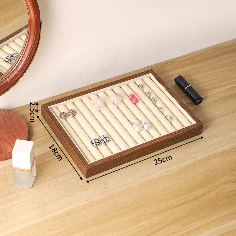 Nice Walnut Wood Looking Jewelry Tray Display Stand Bracelet Ring Earring Fashion Accessories Storage Organizer Showcase