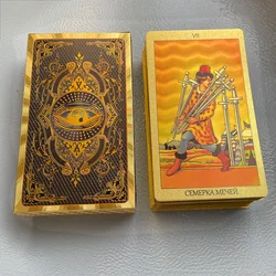 Baraja de Tarot rusa de lámina dorada de 12x7cm, cartas de adivinación para principiantes con guía Toro Taro