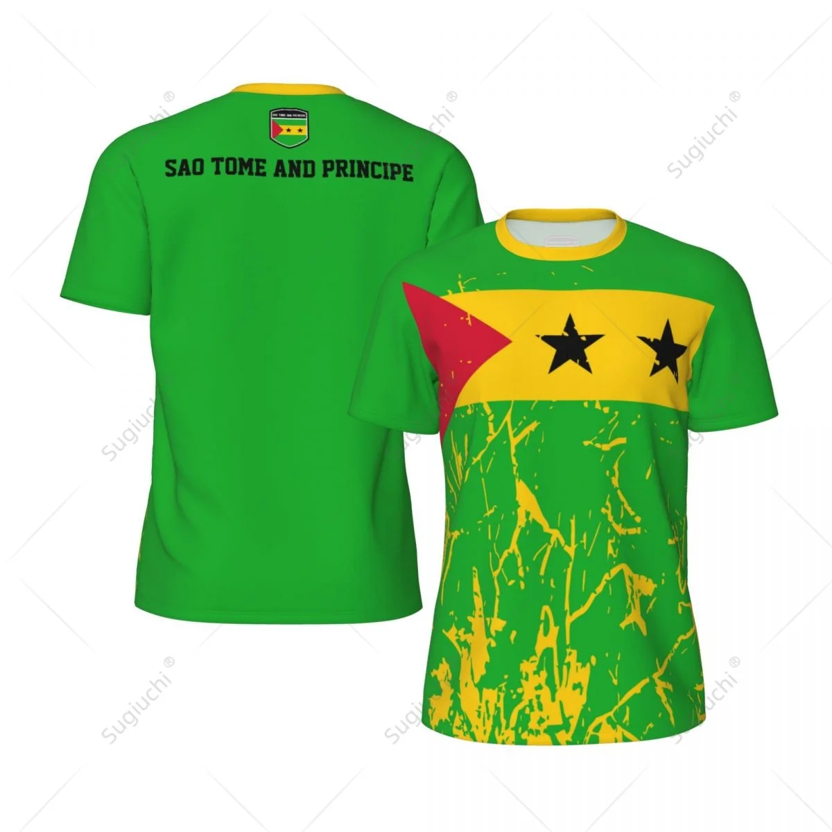 

Exclusive design Sao Tome And Principe Flag Grain 3D Printed Men For Running Bike Soccer Tennis Fitness tshirt Mesh T-shirt