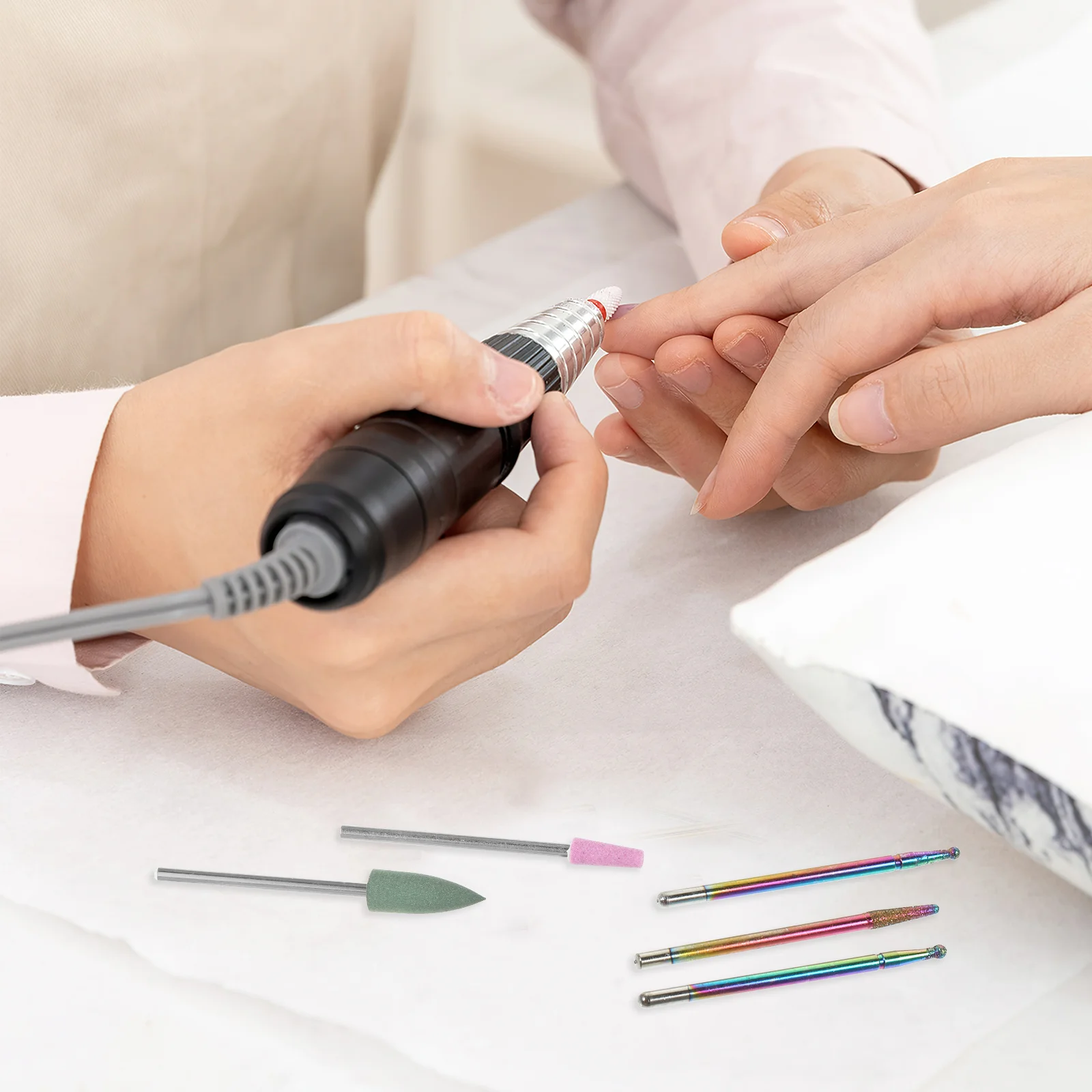 Set di frese per manicure, rimozione smalto, kit elettrico per cuticole con punte diamantate, set di punte per fresa per unghie, per uso domestico, nail art